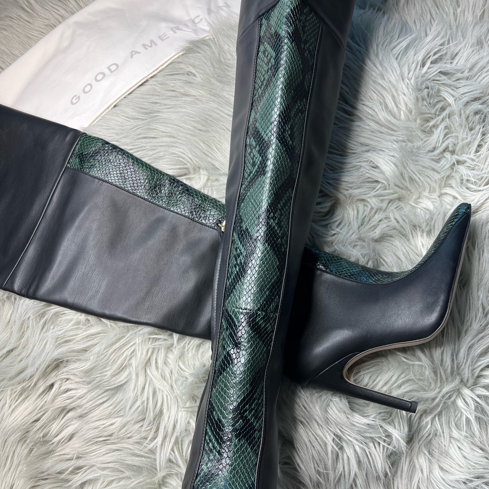 Good American Black Thigh High Boot